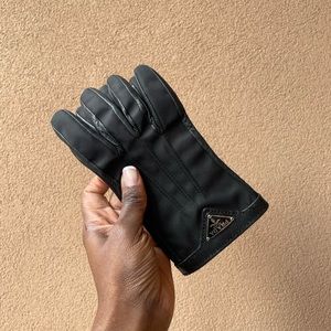 Prada nylon and leather driving gloves